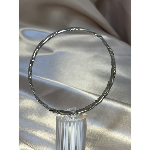Vintage Taxco Sterling Silver 925 Rope Detail Bangle Bracelet Minimalist Design - Picture 12 of 13